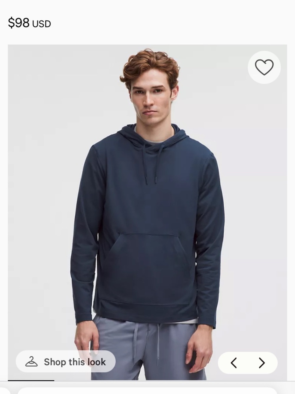 Lululemon Men's Navy soft jersey Pullover Hoodie
